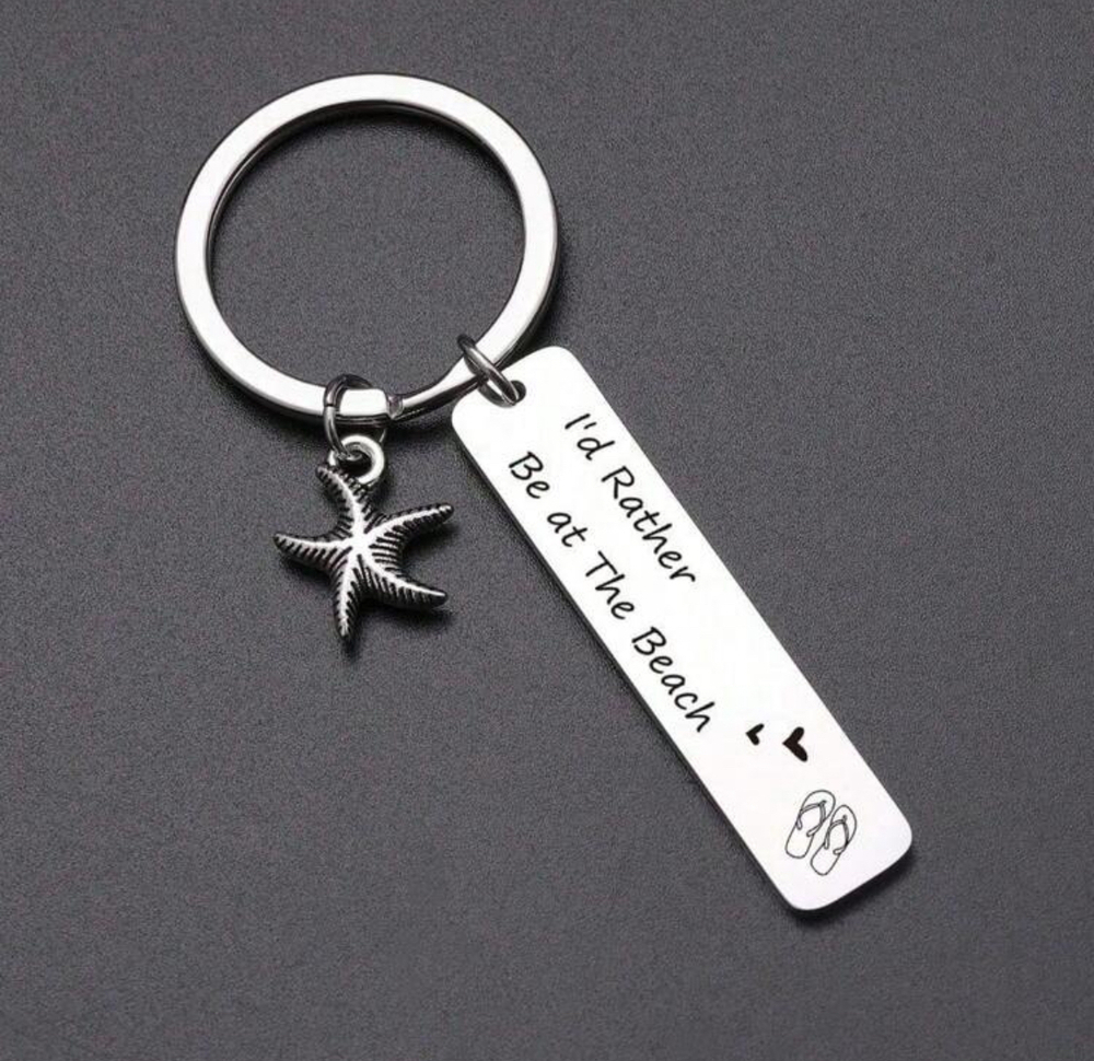 3/$25 I'd Rather Be At The Beach Stainless Steel Keychain NEW